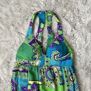 vtg Halter Maxi 60's Dress- Halter Top -Maxi Dress-V-neck - Summer Dress- Cotton